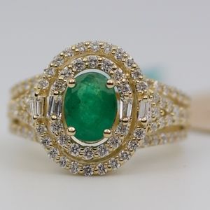 EFFY 14k Yellow Gold Emerald And Diamond Ring